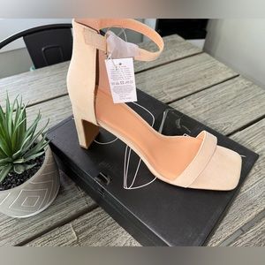 Women’s MySoft Suede Block Sandals, Heels, Nude/Cream/Beige, Sz 11
